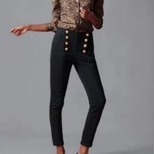 J. McLaughlin Black Pants with Gold Button Detail